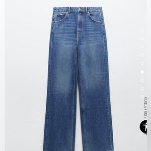 Zara 90’s wide leg in medium blue, size 4, new with tags